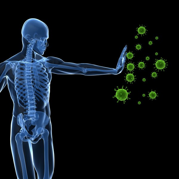 blue light xray illustration of body warding of germs