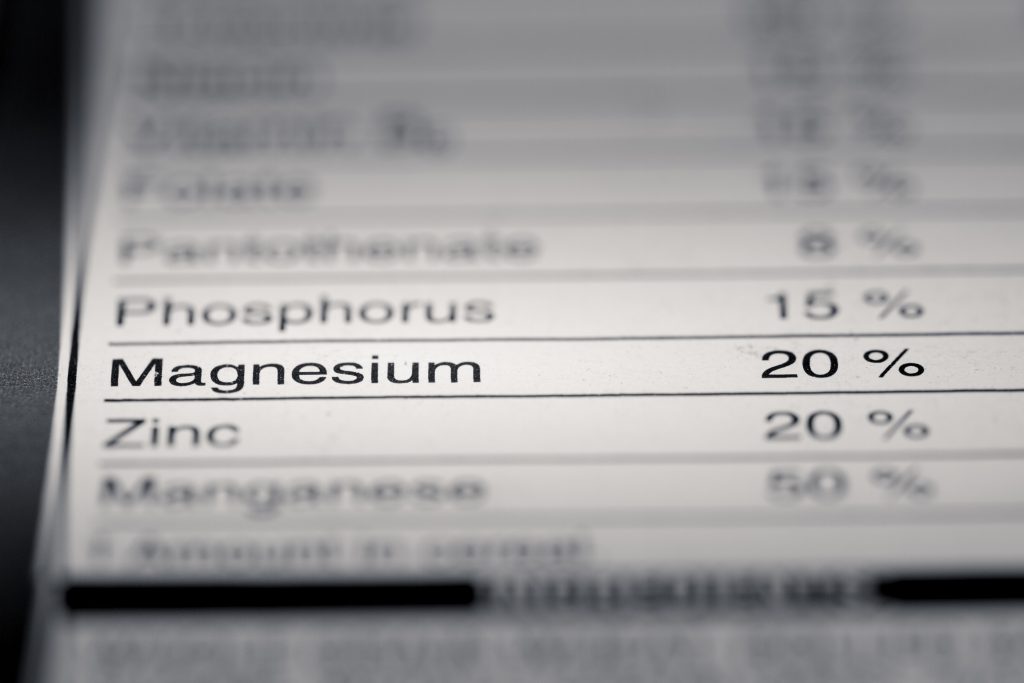 Nutrition Facts Label highlighting magnesium